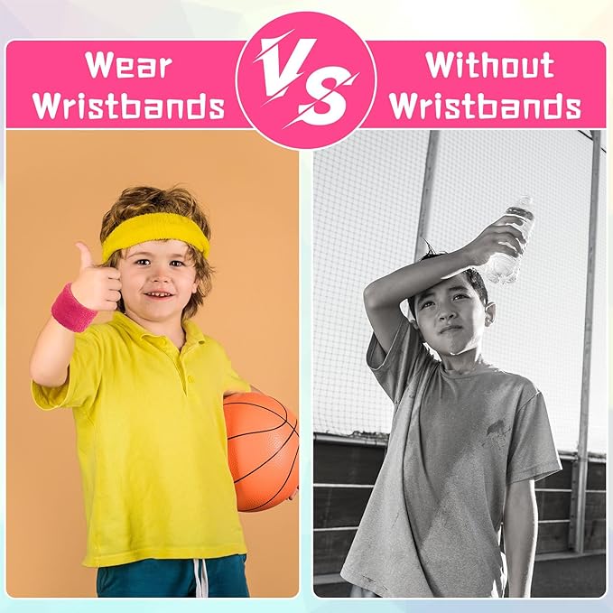 Lounsweer 72 Pcs Bulk Sports Wristbands - Sweatbands for Kids, Gifts, Party Favors, Athletics, and Fans