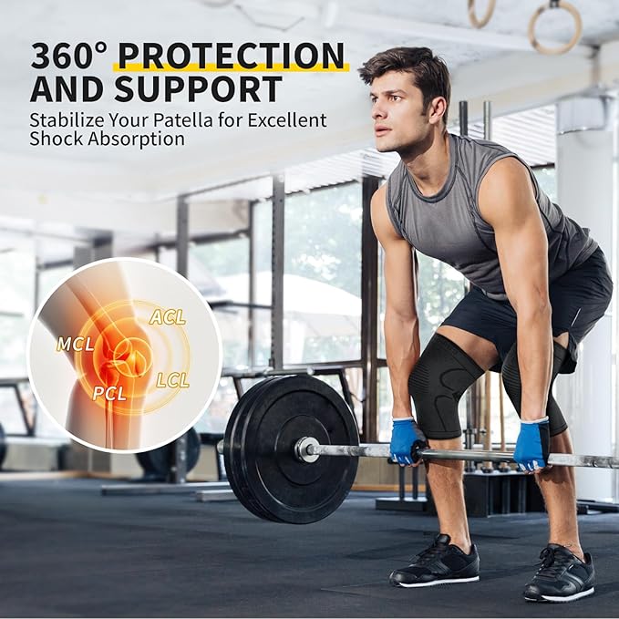 CAMBIVO 2 Pack Knee Brace, Knee Compression Sleeve for Men and Women, Knee Support for Running, Workout, Gym, Hiking, Sports (Beige,X-Large)