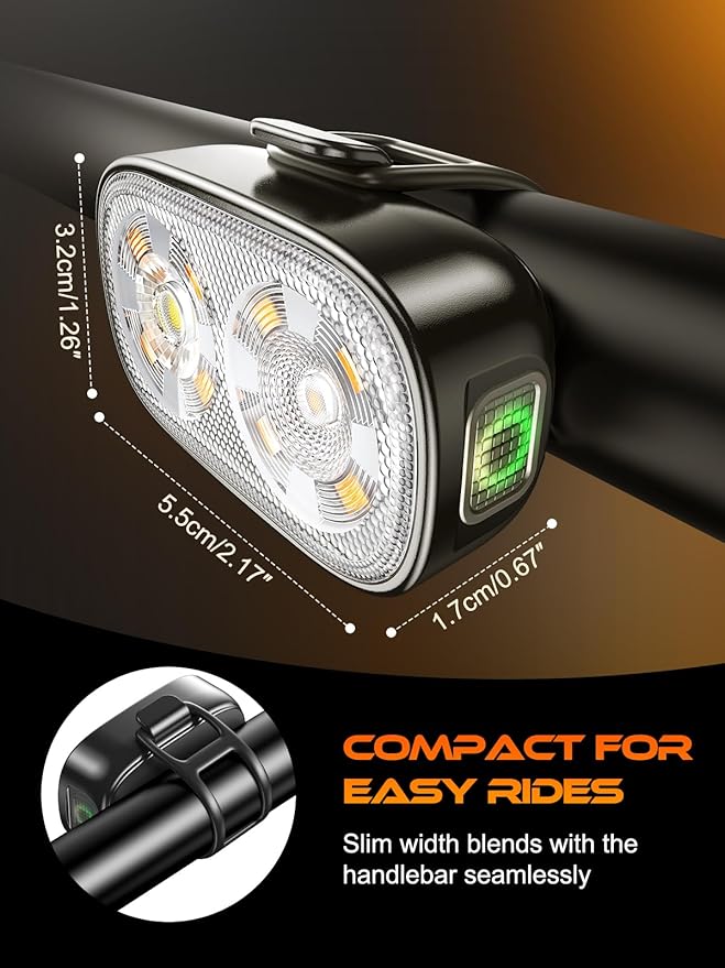 Bike Lights, Ultra-Slim USB-C Rechargeable Bike Lights Front and Back, [5+6 Lighting Modes] & IP65 Waterproof, Super Bright Bicycle Light Set for Road Mountain Night Riding