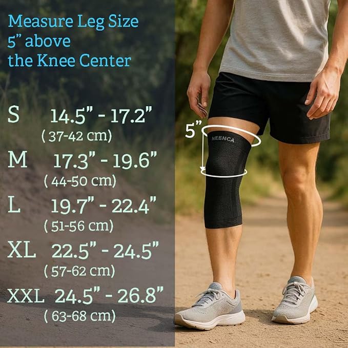 NEENCA Knee Brace for Women men - Knee Compression Sleeve for Knee Pain Relief HX020 (Black, X-Large)