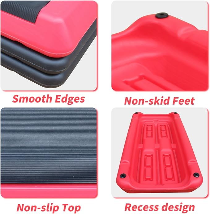 Househould Adjustable Workout Aerobic Stepper in Fitness & Exercise Step Platform Trainer Pink Black with 2 or 4 Risers