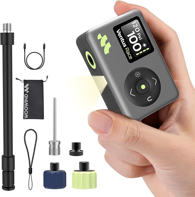 Portable Bike Pump with Digital Pressure Gauge,120 PSI Rechargeable Air Pump for Road Bike, Mountain Bike, Sports Balls, Bicycle Tire Inflator for Schrader and Presta Valve by Woowind