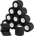 12 Pack Self Adhesive Bandage Wrap 2 Inches x 5 Yards Elastic Bandage Wrap Self Adherent Cohesive Tape Bandages for Wrist Ankle Vet Wrap for Dogs Swelling Sprains Athletic Tape Grip Cover (Black)