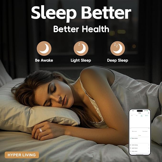 Smart Ring Health Tracker, Sleep Tracker Ring with Heart Rate, Blood Oxygen, Sleep Quality Monitoring, Air Gesture (Black, Size 7-14)