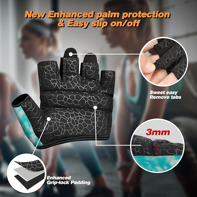 Minimal Weight Lifting Gloves,Short Micro Workout Gloves Grip Pads with Full Palm Protection & Extra Grip for Men Women Weightlifting,Gym,Exercise Training