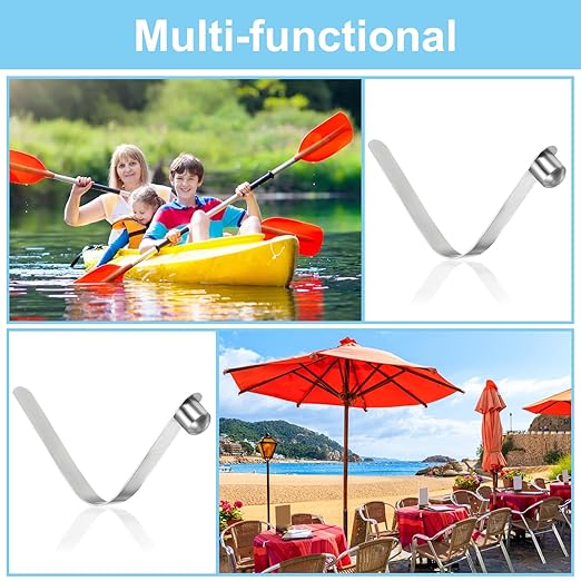 PATIKIL 8x8mm Kayak Paddle Snaps, 16 Pack Tent Pole Clips Steel V Shaped Single Pin Push Button Spring Clips Lock Tube Pole Clips for Camping Awning