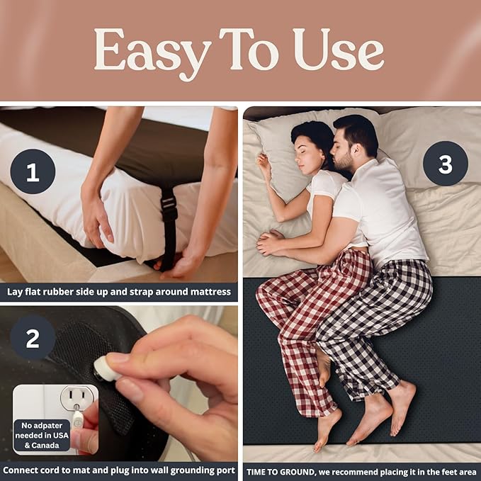 Grounding Mat for Bed King, Queen, Full Size, for Sleeping Improvement, Muscle Relaxation, Earthing Pad for Feet, Mats for Desk, Earth, Pads for Bedding, Wellness Gift