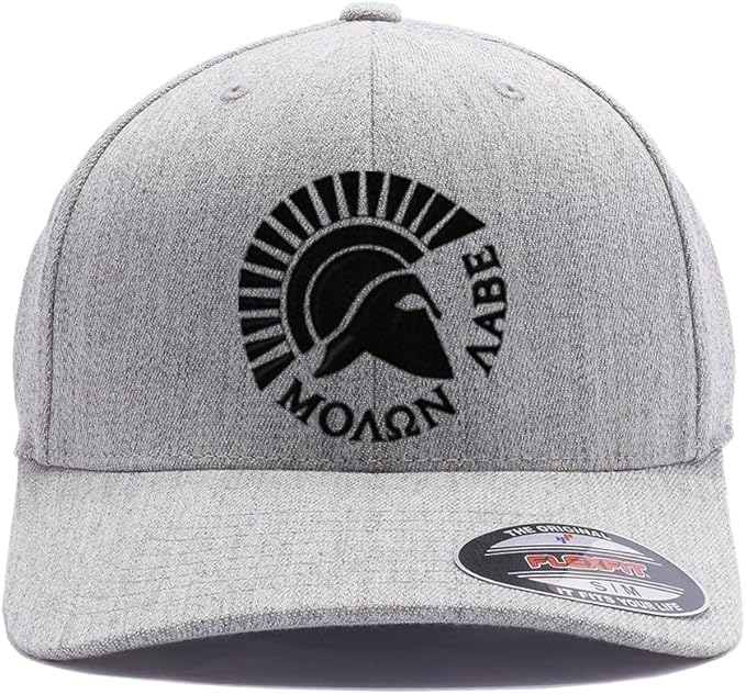 Spartan Warrior Helmet Molon Labe - Come and Take It Custom Embroidered Flex Fitted Baseball Hat