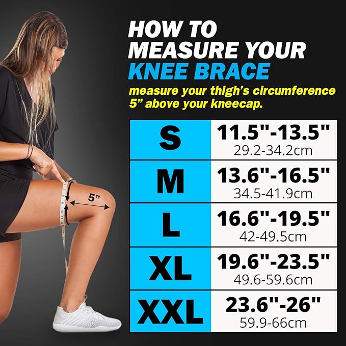 POWERLIX Knee Compression Sleeve - Best Knee Brace for Knee Pain for Men & Women – Knee Support for Running, Basketball, Volleyball, Weightlifting, Gym, Workout, Sports – Please Check Sizing Chart
