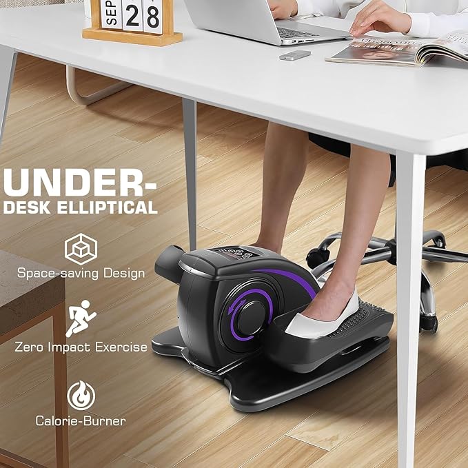 ANCHEER Under Desk Elliptical Machine, Electric Seated Pedal Exerciser, Mini Elliptical Machines for Seniors, LCD Display Monitor, Remote Control, Leg Exerciser for Home