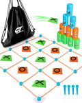 2-in-1 Giant Tic Tac Toe and Can Toss Game - Outdoor Games for Kids & Family, Backyard and Indoor Party Game Set with Bean Bags & Storage Bag