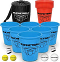 BucketBall | Team Color Edition | Combo Pack (Light Blue/Orange): Original Yard Pong Game: Best Camping, Beach, Lawn, Outdoor, Family, Adult, Tailgate, Jumbo, Giant Game