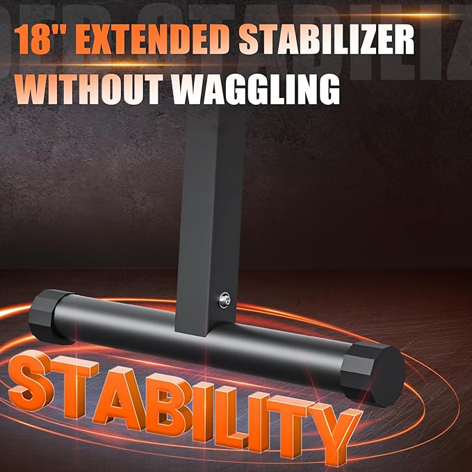 2 In 1 Adjustable Flat Weight Bench - Bonvork 45.3'' Extended Foldable Flat Bench for Home Gym,750LBS Sit Up Bench with 18'' Widened Base,Strength Training Workout Bench Press for Full Body Exercise
