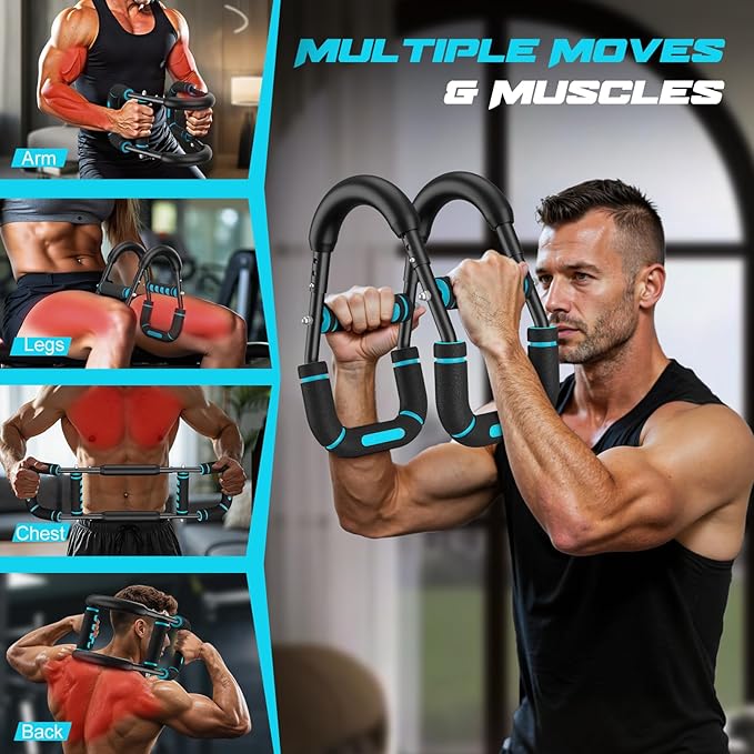 Twister Arm Trainer for Men, Chest Workout Equipment 5-Level Adjustable (40-130lb) with Ergonomic 27° Targets Biceps/Clip/Thigh, Portable Exerciser for Home Gym Travel Fitness