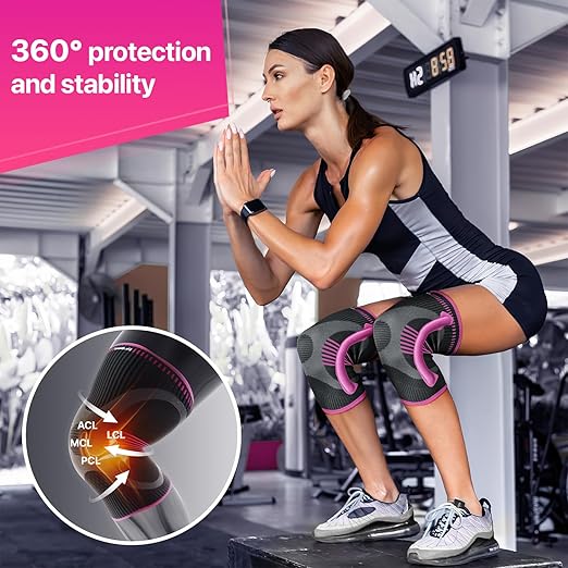 DR. BRACE ELITE Knee Brace with Size Stabilizer (2 Pack) Knee Brace for Women & Men, Workout, Sports, Daily Knee Compression Sleeve for Maximum Knee Pain Support & Fast Recovery (Orion, Medium)