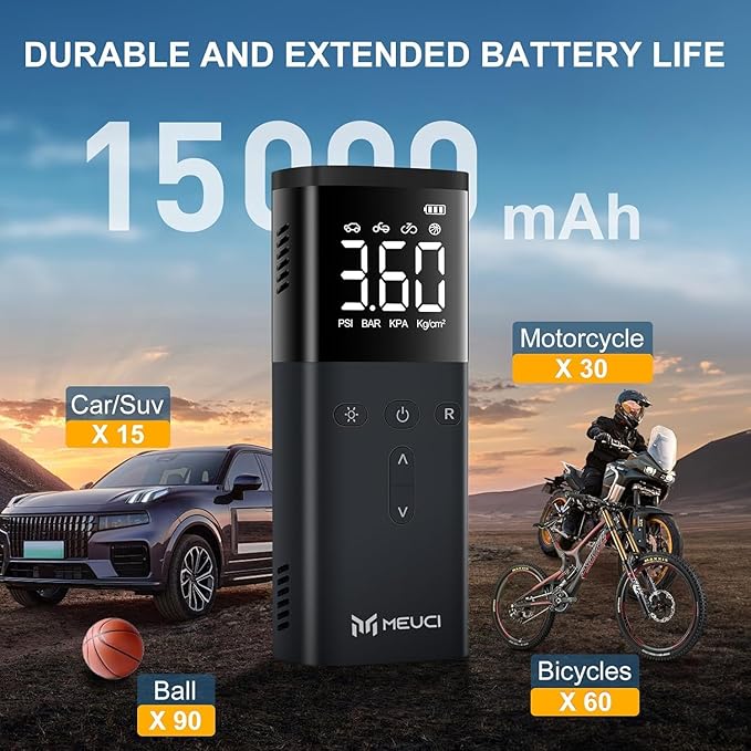 Tire Inflator Portable Air Compressor, 150PSI Auto Air Pump for Car Tires, Auto Tire Pump for Car Tires, Motorcycle, Bicycle, Electric Pump with LED Light & Digital Pressure Gauge