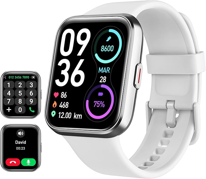 Bluetooth Smart Watch for Men Women(Call Receive/Dial), Alexa Built-in, 1.8" Touch Screen Fitness Tracker with Heart Rate Sleep Tracking, 100 Sports Modes, IP68 Waterproof Smartwatch