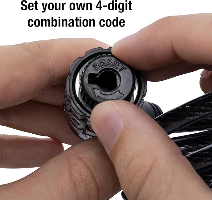 Master Lock Black Set Your Own Combination Bike Lock, Metal Cable Lock has a Weather Resistant Vinyl Coating for Outdoor Equipment, Bicycles, 6 Feet Long, 8114D (Pack of 12)