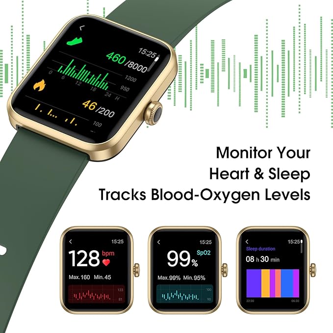 Smart Watch, Fitness Tracker with 45mm Touch Screen, Heart Rate Monitor, Blood Oxygen, Sleep Tracking Fitness Watch 5ATM Waterproof Smartwatch for Women Men Compatible with Android iOS