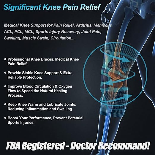 NEENCA Knee Brace for Knee Pain Relief, Medical Knee Support with Patella Pad & Side Stabilizers, Compression Knee Sleeve for Meniscus Tear, ACL, Arthritis, Joint Pain, Runner, Sport- FSA/HSA APPROVED