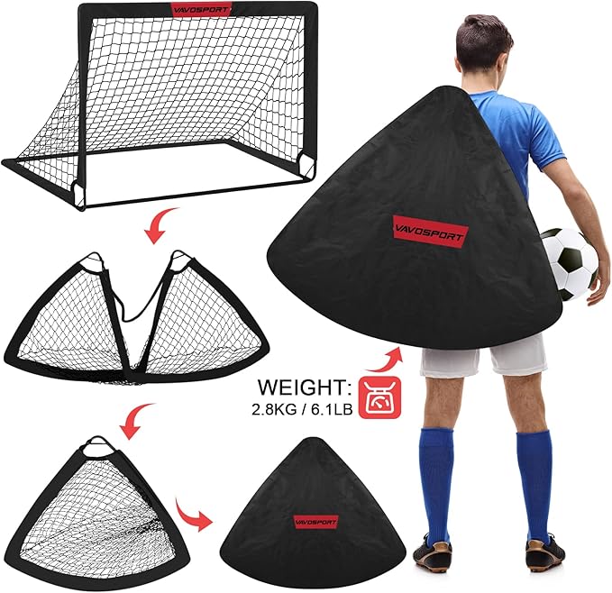 Kids Soccer Goals for Backyard Set - 2 of 4' x 3' Portable Soccer Goal Training Equipment, Pop Up Toddler Soccer Net with Soccer Ball, Soccer Set for Kids, Youth Outdoor Games, Sports, Play