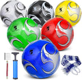 6 Pack Size 5/4/3 Soccer Balls for Training & Matches – Official Size & Weight, Includes Carry Net, Needles, Air Pump – Ideal for Youth and Adult Players