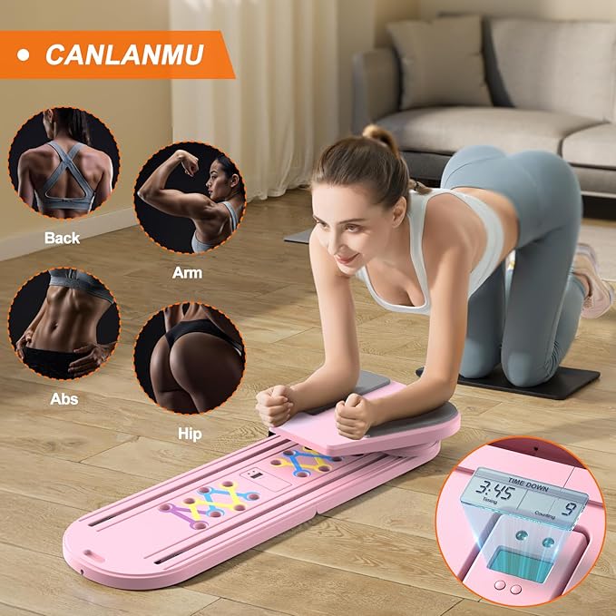 Pilates Board,Multifunctional Rebound Abdominal Board,Foldable Pilates Reformer Set, Ab Core Trainer Machine,Ab Exercise Board,Abs Workout Equipment for Women Home Gym Equipment