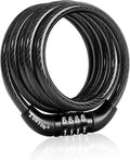 Bike Lock Cable, Bike Accessories Bicycle Lock, Bike Locks Heavy Duty Anti Theft, Combination Cable Lock for Outdoor Equipment, Black (1 Pcs, 3Ft, Preset Combo)
