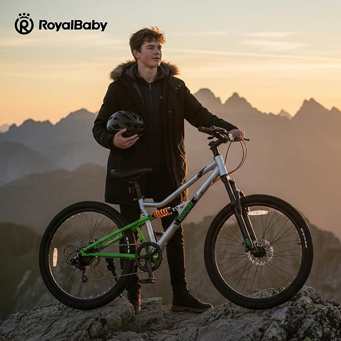 RoyalBaby Kids Mountain Bike for Boys and Girls, Ultra-Light Aluminum 20-24 Inch Wheel Bicycle for 6-14 Years Old Children, 7/21-Speeds Drivetrain