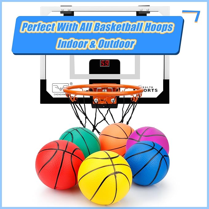 6" Indoor Small Sport Basketball for Kids Adults, Toddler 6 Inch Little Ball for Over Door Mini Basketball Hoop, Replacement Ball, Silence Rubber Basketball for Outdoor Beach Pool Hoop 3PCS with Pump