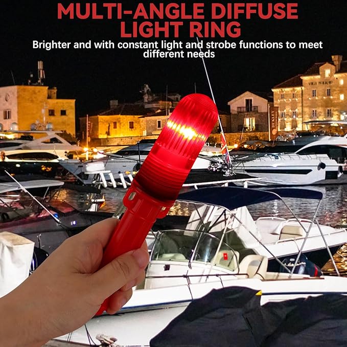 2PCS Boat Flares, Flares For Boating Coast Guard Approved, Waterproof Emergency For Boating Safety Kit, Fishing Nets, Buoys(Red)