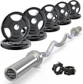 RitFit 2 Inch EZ Curl Bar with Weights, 700LBS Weight Capacity Olympic Curl Barbell for Bicep, Tricep and Weight Lifting Exercises