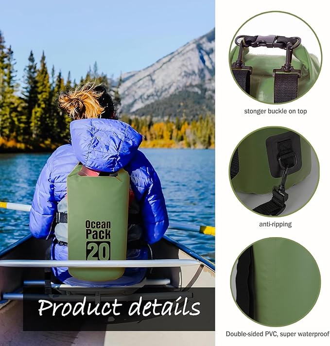Dry Bag Waterproof Backpack 5L/10L/20L/30L Roll Top Waterproof Bag,Floating Dry bags for Kayaking,Swimming,Boating,Camping,Beach.