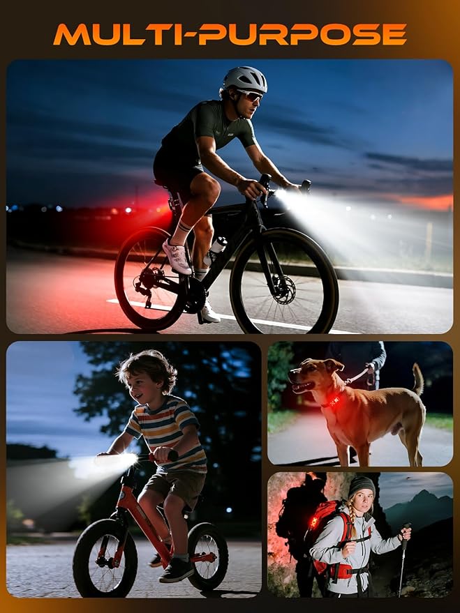 Bike Lights, Ultra-Slim USB-C Rechargeable Bike Lights Front and Back, [5+6 Lighting Modes] & IP65 Waterproof, Super Bright Bicycle Light Set for Road Mountain Night Riding