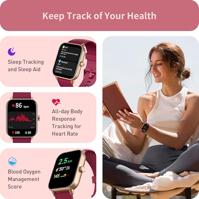 Fitness Tracker, 1.8" Smart Watches with Heart Rate/Blood Oxygen/Sleep Monitor, Alexa Built-in & Answer/Make Calls, Step Counter Fitness Watch with 101+ Sports Mode, IP68 Waterproof for Android iPhone
