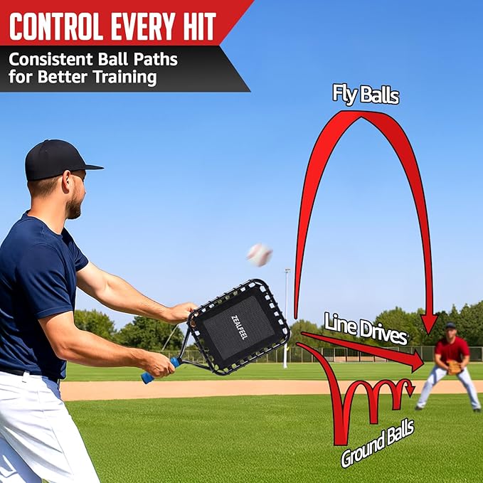 Baseball Racket for Fly Balls, 19-Ounce Fungo Racket Baseball/Softball Training, Scientific Weighted Bat with Ergonomic for Parents & Coaches, Designed to Hitting Ground Balls, Pop Flies & Line Drives