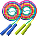 Rainbow Jump Rope for Kids - Wooden Handle - 8.5FT Adjustable Nylon Braided Fitness Skipping Rope for Girls or Boys Fitness Outdoor Exercise Physical Education
