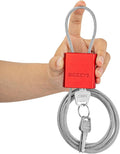 Adjustable Cable Locks with 3 Keys | L 6.56ft x D 1/6in Aluminum Steel Cable Padlock for Bikes, Gate, Lockers & Outdoor Gear | Keyed Different & Red