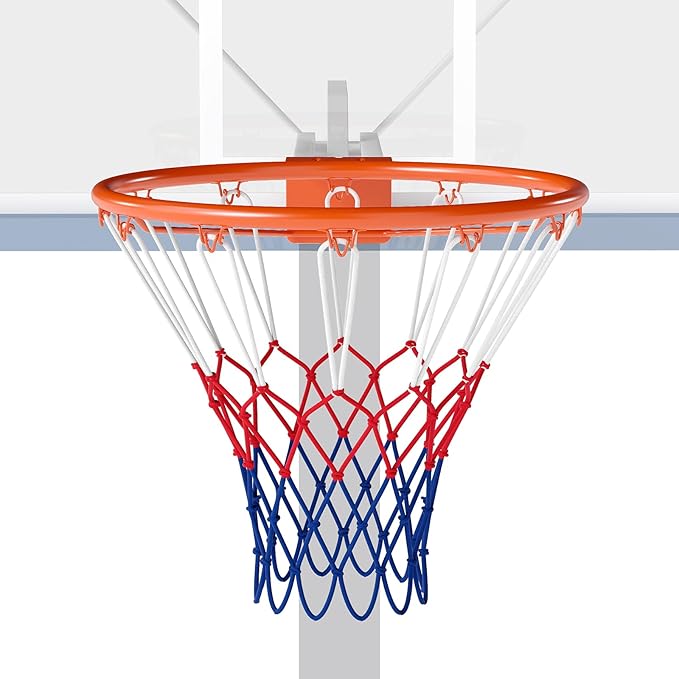 Goplus 18’’/15’’ Replacement Basketball Rim, Wall Door Mounted Basketball Hoop with All Weather Net, Indoor Outdoor Hanging Basketball Rim Goal Outside