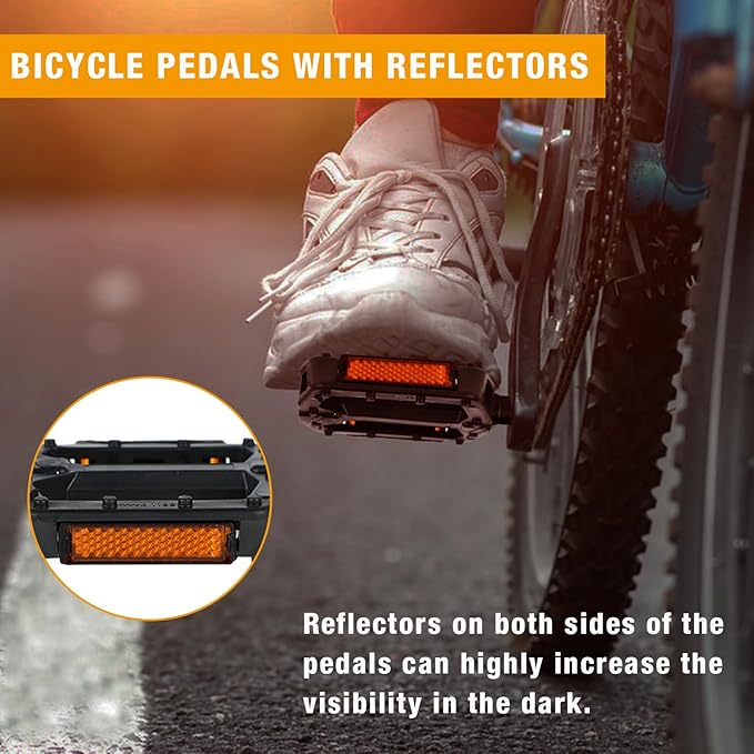 Bike Pedals 9/16" Lightweight Non-Slip Bicycle Platform Pedals - Fits Most Adult Bikes & Mountain Bikes &MTB, Durable and Slip-Resistant Design