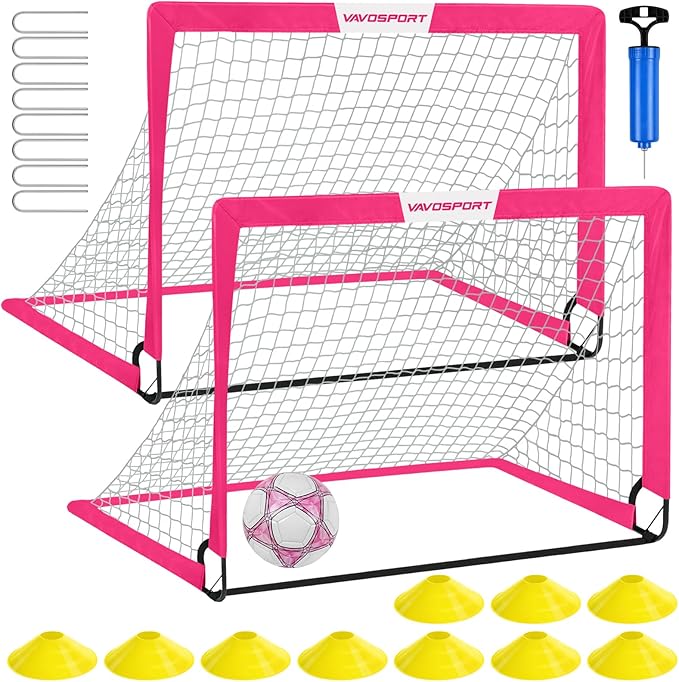 Kids Soccer Goals for Backyard Set - 2 of 4' x 3' Portable Soccer Goal Training Equipment, Pop Up Toddler Soccer Net with Soccer Ball, Soccer Set for Kids, Youth Outdoor Games, Sports, Play