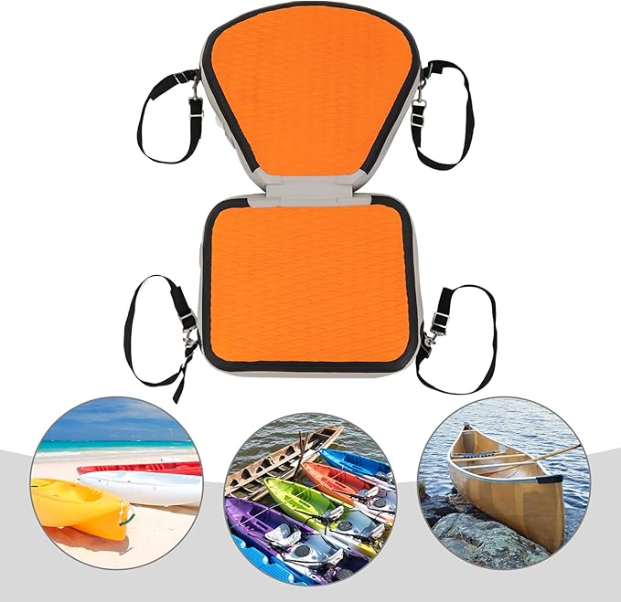 LYNICESHOP Kayak Seats Portable Thicken Seat Cushion for Kayak Padded Kayak Seat w/Back Support Adjustable Strap, for Kayak, Canoe, and Boat (Orange)