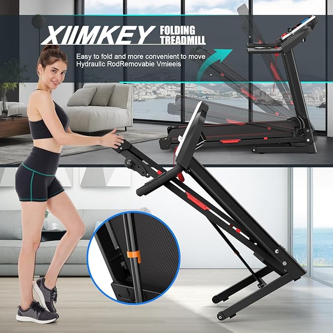 Treadmills for Home Walking Pad Treadmill Folding Treadmill with Incline 3.5HP Quiet Brushless, Running Machine 330 Lbs Capacity, App, Pulse Sensor Heart Rate with LCD Display Holder for Cup & Phone