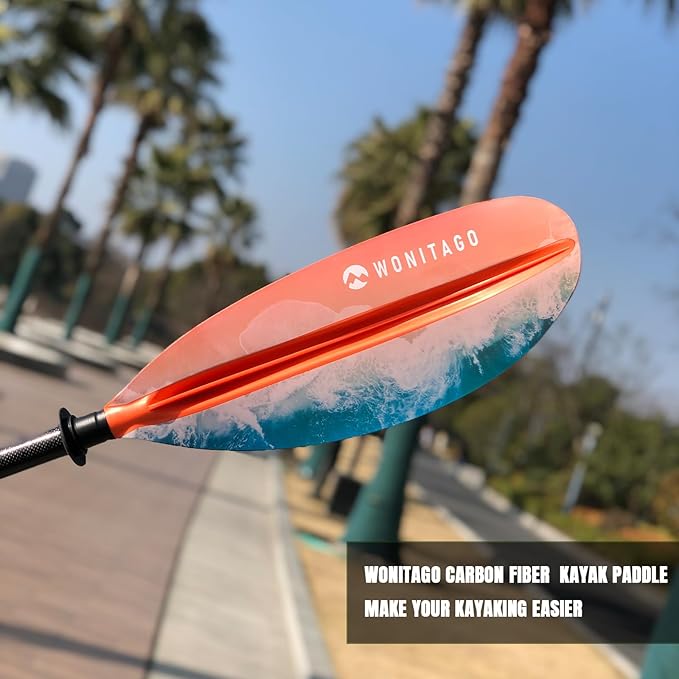 Kayak Paddle Premium Carbon Fiber Paddle with Reinforced PP + Fiberglass Blade, Floating Adjustable Kayaking Oars, 3 Piece, 220-240 cm/86-94 Inches, 240-260 cm/94-102 Inches