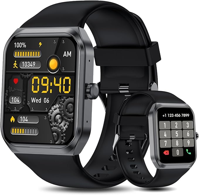 Smart Watches for Men Women (Answer Make Call), 1.95" Fitness Watch with Blood Oxygen Heart Rate Sleep Monitor, 100+ Sports IP68 Waterproof Fitness Watch for Android iOS Phones
