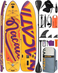 Inflatable Stand Up Paddle Board 12' with Kayak Seat & Dual Paddles – Premium SUP Board for Adults & Families Includes Kayak Conversion Kit, Pump, Leash & Accessories – Stable Wide Deck for Beginners