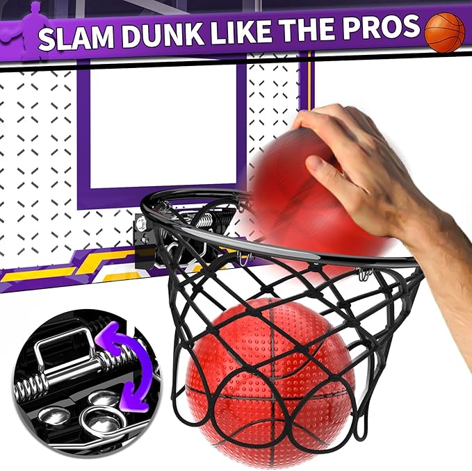 Doloowee Basketball Hoop Indoor for Kids, Mini Basketball Hoop with 4 Balls, Basketball Toys for 3 4 5 6 7 8 9 10 11 12 Year Old Boys