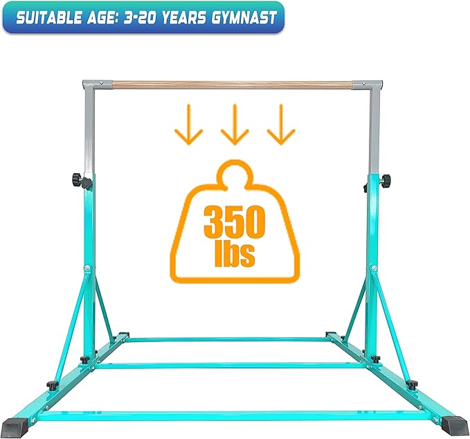 MARFULA Gymnastic Bar for Kid and Teenage Ages 3-25, 5 FT / 8 FT Base Length, 4 FT Width 5 FT Height, Gymnastic Kip Bar Horizontal Bar for Gymnast, Gymnastic Training Equipment for Home and Club Use