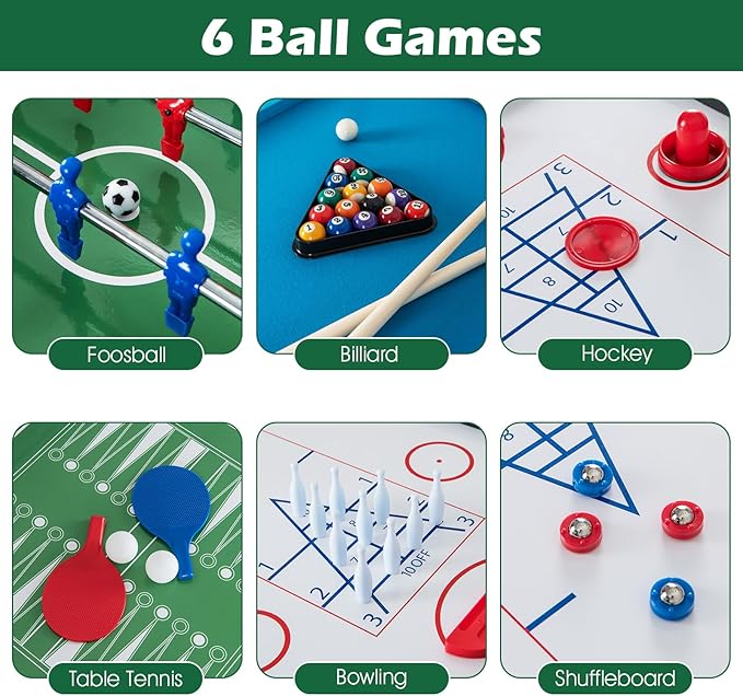 Giantex 12-in-1 Multi Game Table, 48 Inch Combination Game Tables with Foosball, Hockey, Ping Pong, Pool, Chess, Bowling, Checkers, Shuffleboard, Combo Game Table Set for Adults