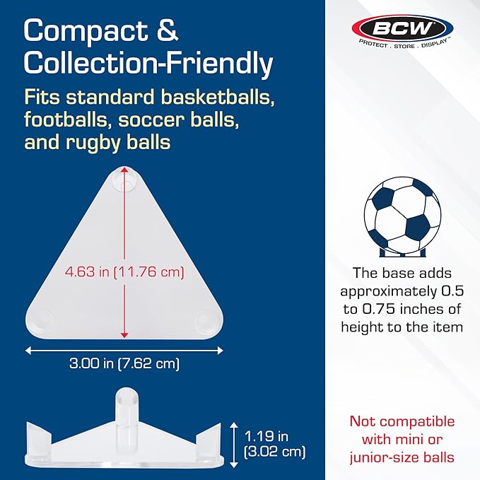 BCW Acrylic Ball Stand, 2 Pack | Anti-Slip Design for Basketball, Football, and Soccer Ball Display